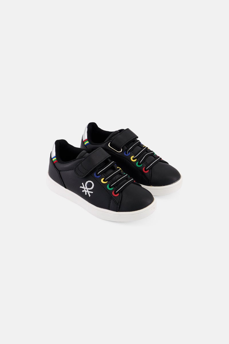 UNITED COLORS OF BENETTON Kids Girl Penn Multirings Velcro Closure Casual Shoes, Black  - Image 1