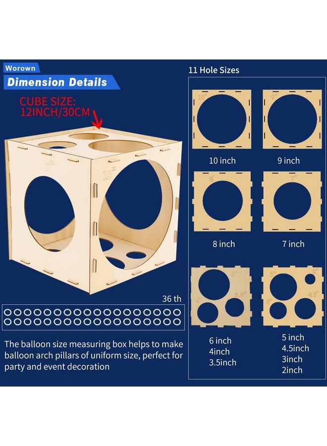 Worown 11 Holes Collapsible Wood Balloon Sizer Box Cube Balloon Size Measurement Tool For Balloon Decorations Balloon Arches Balloon Columns (2 10 Inch) - Image 2