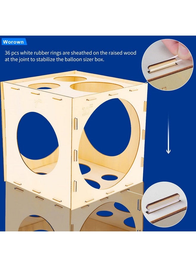 Worown 11 Holes Collapsible Wood Balloon Sizer Box Cube Balloon Size Measurement Tool For Balloon Decorations Balloon Arches Balloon Columns (2 10 Inch) - Image 4