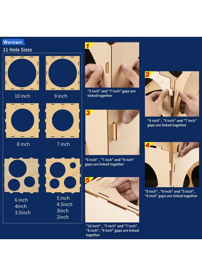 Worown 11 Holes Collapsible Wood Balloon Sizer Box Cube Balloon Size Measurement Tool For Balloon Decorations Balloon Arches Balloon Columns (2 10 Inch) - Image 5