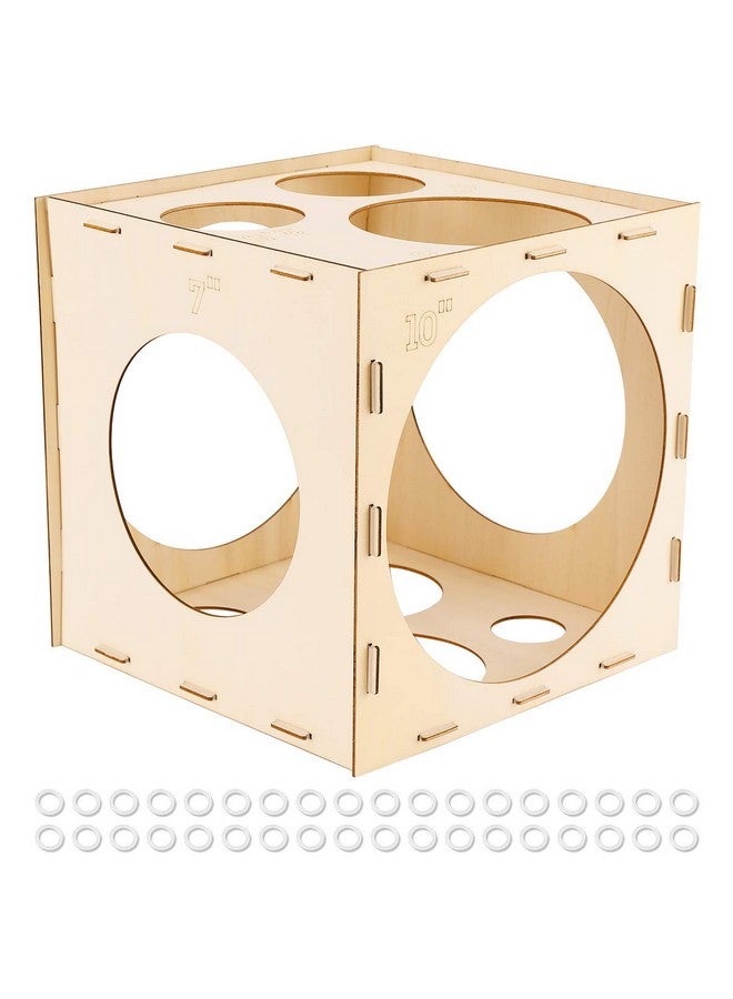 Worown 11 Holes Collapsible Wood Balloon Sizer Box Cube Balloon Size Measurement Tool For Balloon Decorations Balloon Arches Balloon Columns (2 10 Inch) - Image 1