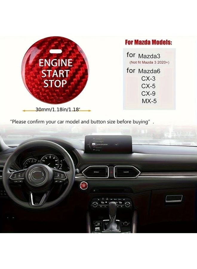 Carbon Fiber Push Button Start Cover For Mazda 3 6 CX 3 CX 5 CX 9 MX 5 Miata Black - Image 2