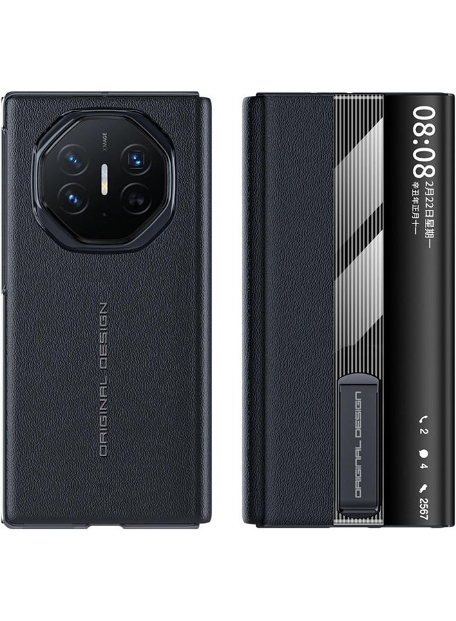 general Compatible with Huawei Mate XT Ultimate Case Built in Metal Stand Support Magnetic Car Mount Magnet Leather Smart View Flip Cover Phone Cover for Men - Image 1