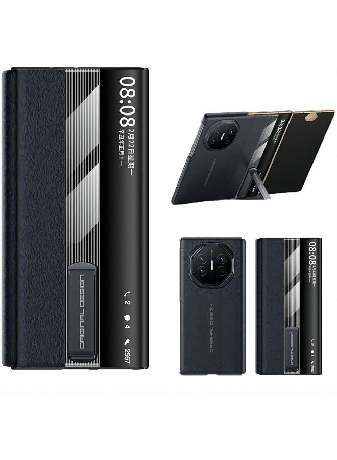 general Compatible with Huawei Mate XT Ultimate Case Built in Metal Stand Support Magnetic Car Mount Magnet Leather Smart View Flip Cover Phone Cover for Men - Image 3