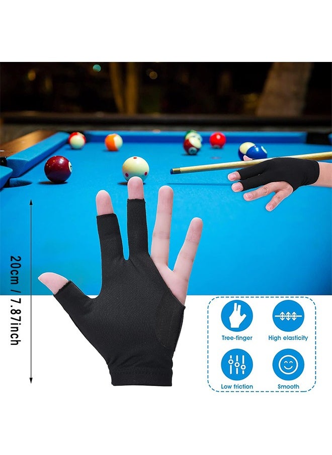 HS - 4 PCS 3 Fingers Pool Gloves Billiard Gloves Cue Shooter Pool Gloves Anti Skid Billiard Glove Left Hand Shooters Snooker Cue Sport Glove For Women Men Billiard Shooters Accessories - Image 1