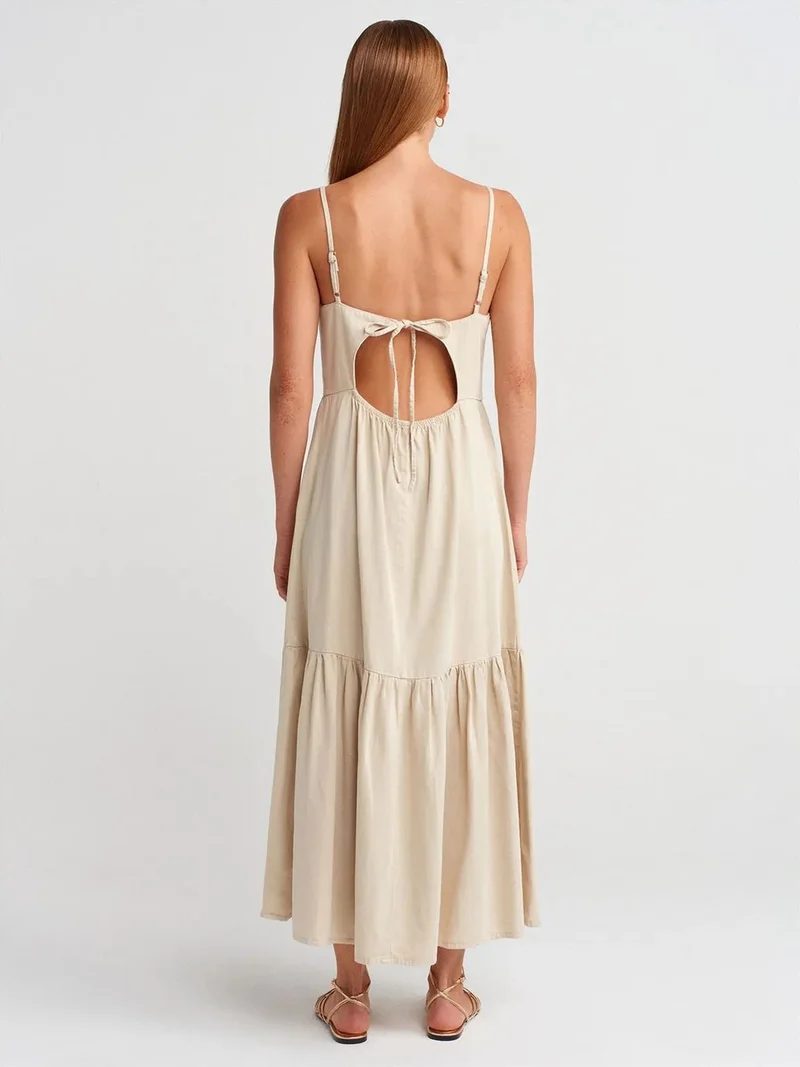 Dilvin Dilvin Sleeveless A-line Maxi Dress With Tie Front