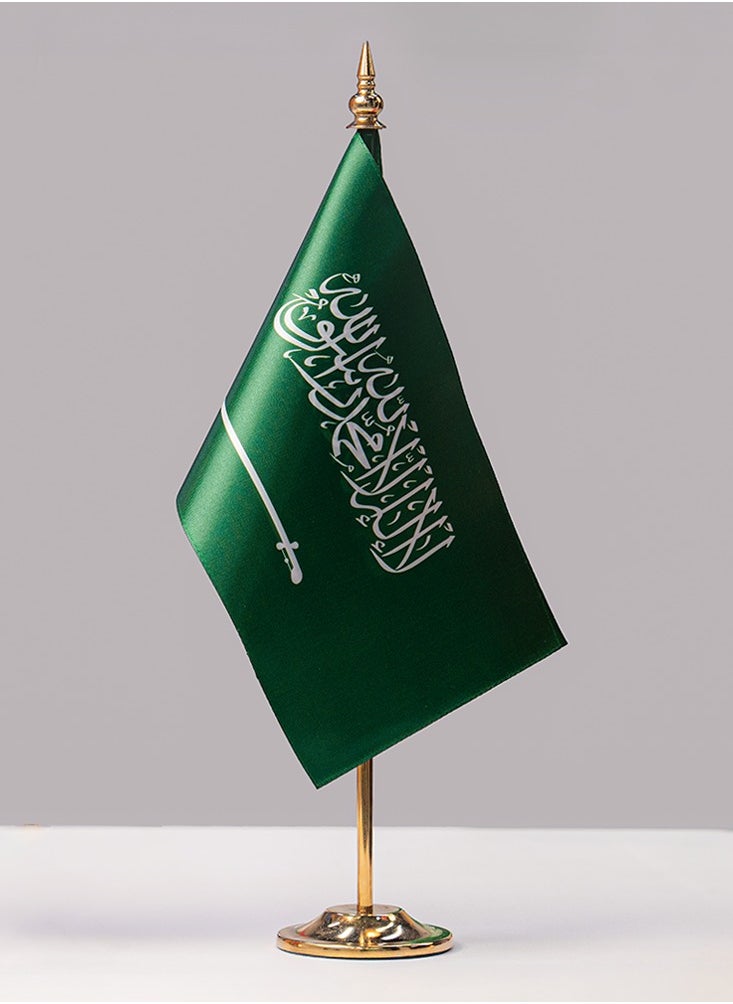 RR-Ads Office Flag with Satin Fabric and Reinforced Stainless Steel Pole – 14x28 cm  - Image 1