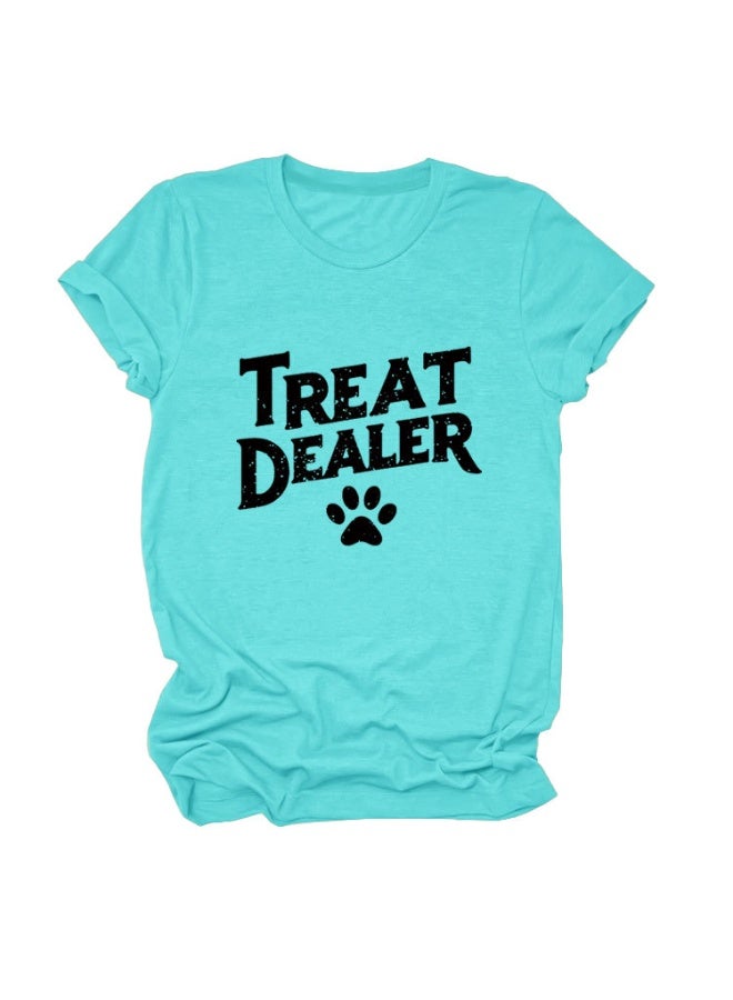 Treat Dealer T Shirt for Women Cute Dog Paw Print Graphic Tees Funny Dog Mom Shirt Puppy Lover Gifts Casual Tops - Image 1