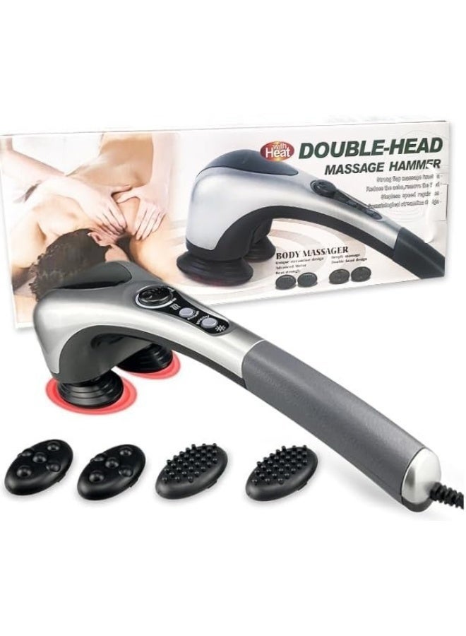 والالا جهاز تدليك كهربائي مزدوج الرأس بمطرقة ثقيلة، تدليك محمول باليد للرقبة والظهر، لتخفيف آلام الأنسجة العميقة، واستعادة عضلات الظهر والكتفين والساقين وجميع أنحاء الجسم - Image 1