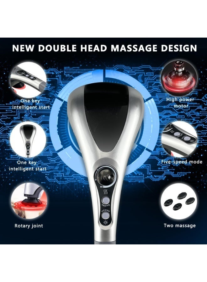 والالا جهاز تدليك كهربائي مزدوج الرأس بمطرقة ثقيلة، تدليك محمول باليد للرقبة والظهر، لتخفيف آلام الأنسجة العميقة، واستعادة عضلات الظهر والكتفين والساقين وجميع أنحاء الجسم - Image 4