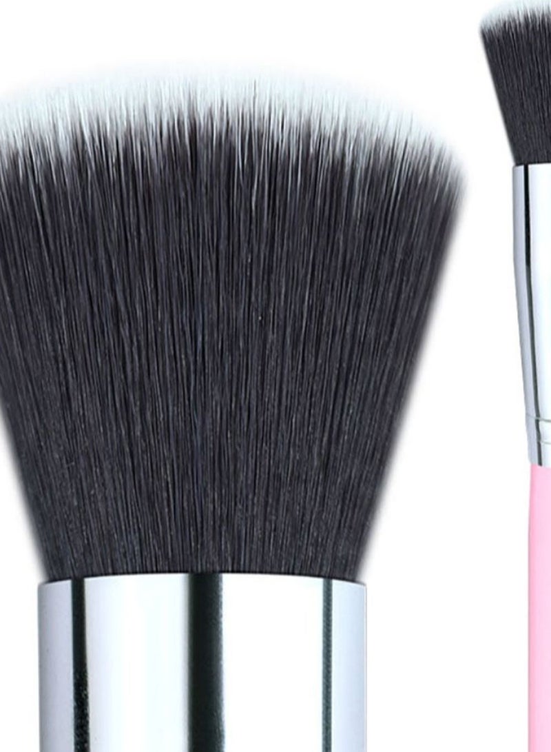 NIBEMINENT Flat Top Foundation Brush Pink/Silver/Black - Image 2