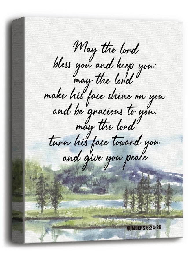 WKYAER Canvas Wall Art Numbers 6:24-26- May The Lord Bless You and Protect You Scripture Sign - Image 1