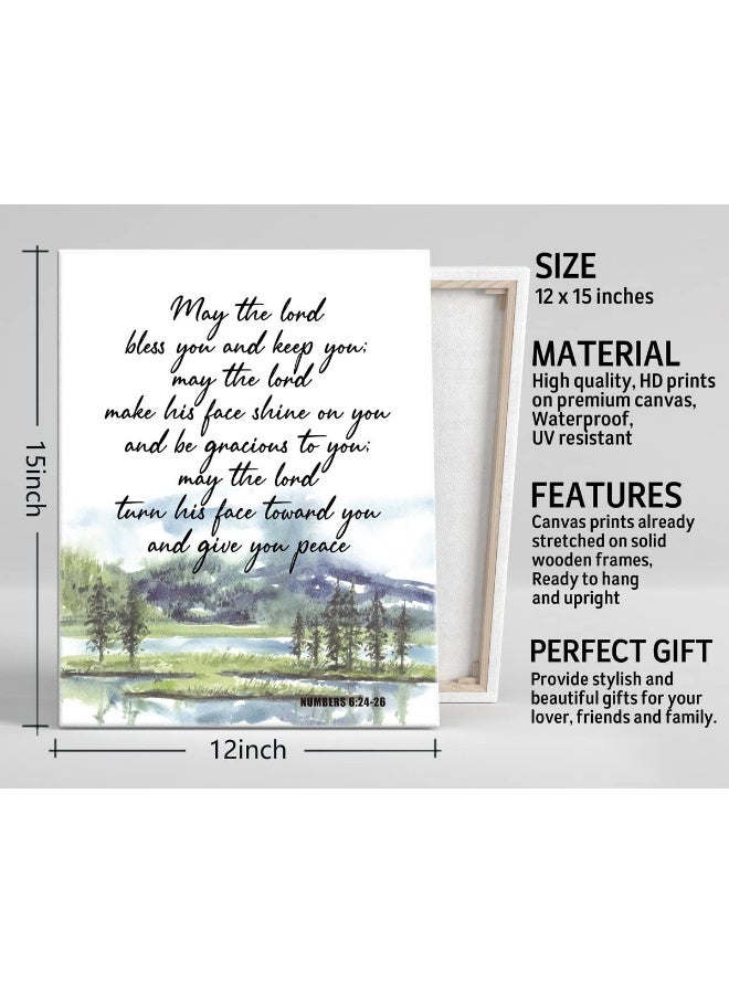 WKYAER Canvas Wall Art Numbers 6:24-26- May The Lord Bless You and Protect You Scripture Sign - Image 3