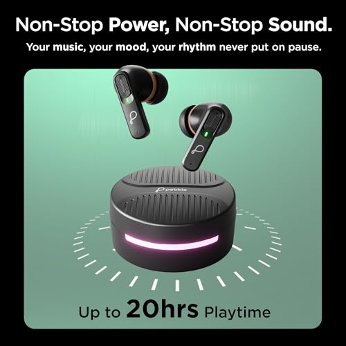Pebble Blissbuds Hue TWS Earbuds Deep Bass & Clear Sound | ANC & ENC | Ambient Light | 4 Mics | Snug Fit | Voice Assistant | Dual Pairing | Crystal Clear Calls - Black - Image 3