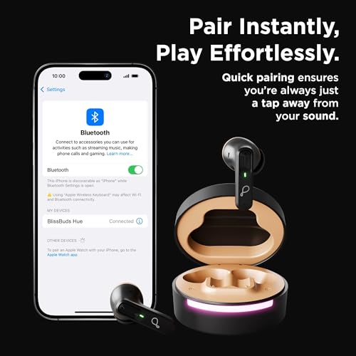 Pebble Blissbuds Hue TWS Earbuds Deep Bass & Clear Sound | ANC & ENC | Ambient Light | 4 Mics | Snug Fit | Voice Assistant | Dual Pairing | Crystal Clear Calls - Black - Image 4