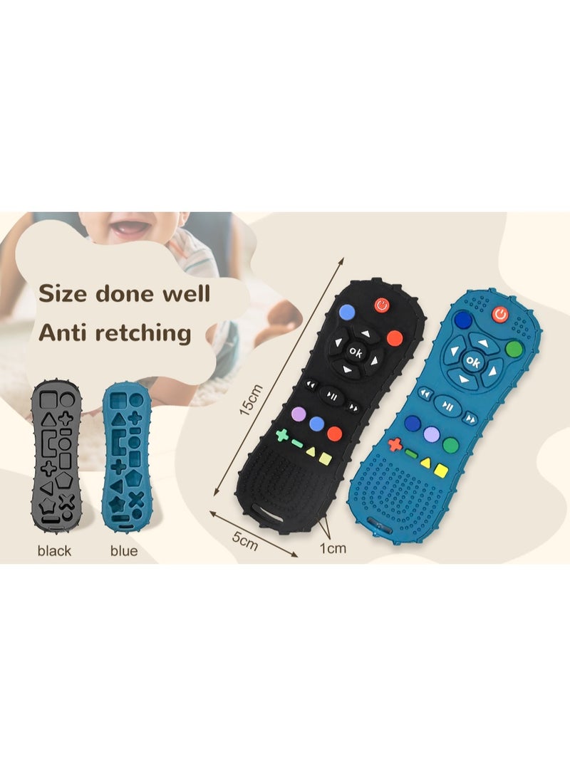 TV remote control teether and soft chew toys, 2pcs，educational sensory toy for toddlers to relieve teething symptoms and soothe sore gums for babies aged 3-12 months  - Image 3