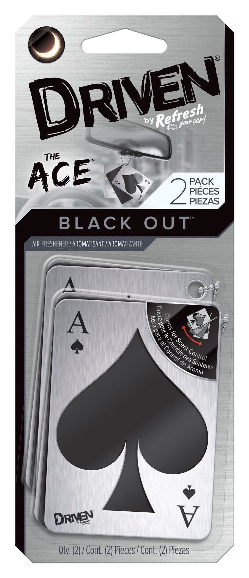 RefreshYourCar Refresh Your Car The Ace Car Air Freshener Odor Eliminator 2 Per Pack Black Out Scent Driven by Refresh Your Car