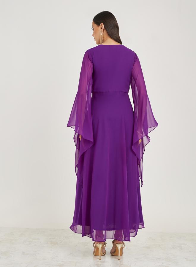 Maxim Creation Asymmetric Slit Sleeves Lace Detail Kaftan - Image 3