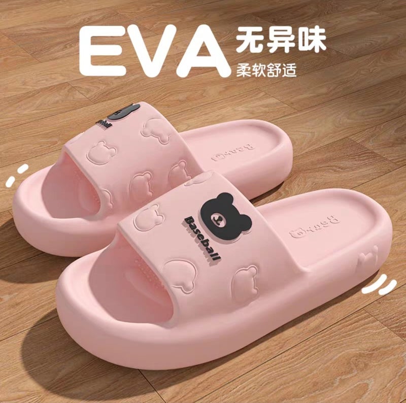 Cartoon Bear Bathroom Slippers Family of Three Indoor Not Stinky Not Slippery Eva Slippers Household Mens and Womens Bathhouse Shoes White - Image 3