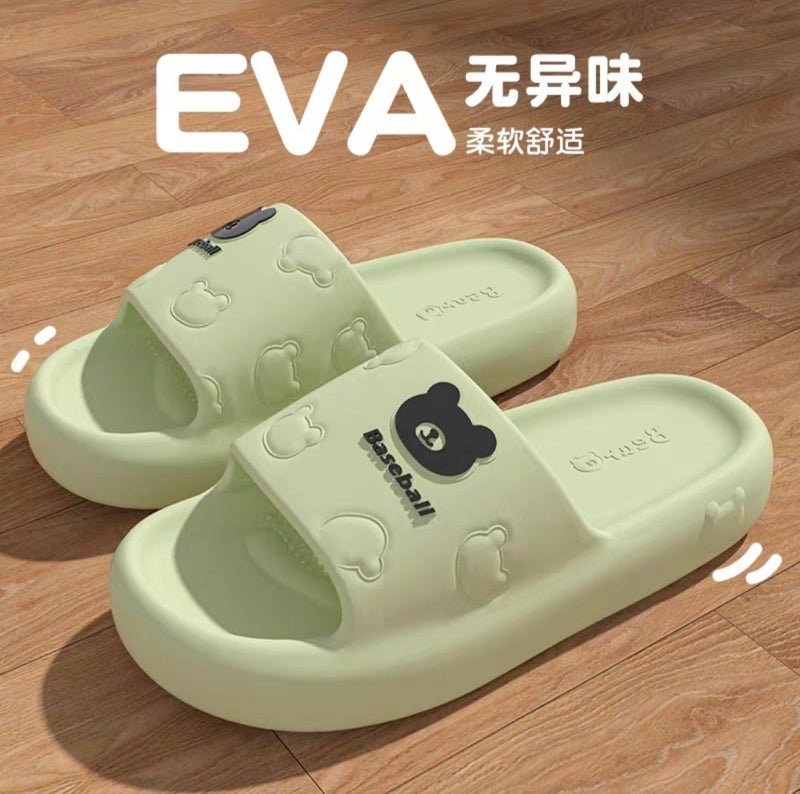 Cartoon Bear Bathroom Slippers Family of Three Indoor Not Stinky Not Slippery Eva Slippers Household Mens and Womens Bathhouse Shoes White - Image 4