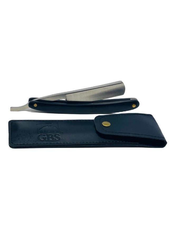 جي.بي.أس طقم حلاقة أنيق - ماكينة حلاقة مستقيمة جاهزة للحلاقة، وشحذ، وحافظة جلدية لماكينة الحلاقة المستقيمة، وكوب سيراميك، وفرشاة صناعية مع حامل، وشبة وصابون حلاقة، باللون الأسود - Image 4