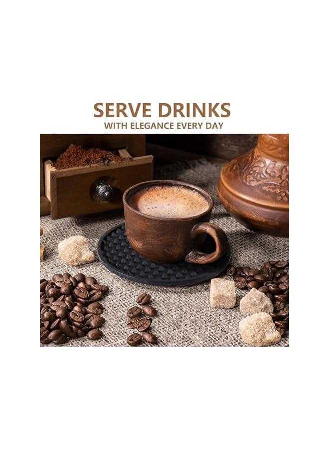 The Bros Silicone Drink Coasters Set of 6 with Holder, Non-slip Coasters for Tabletop Protection, Dishwasher Safe Coasters for Drinks Fits Any Size of Drinking Glasses (Black) - Image 3