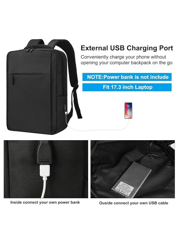 Lubardy Laptop Backpack for Men and Women with 17.3inch Computer Compartment Travel Laptop Backpack Water Resistant Backpacks with USB Charging Port-Black  - Image 3