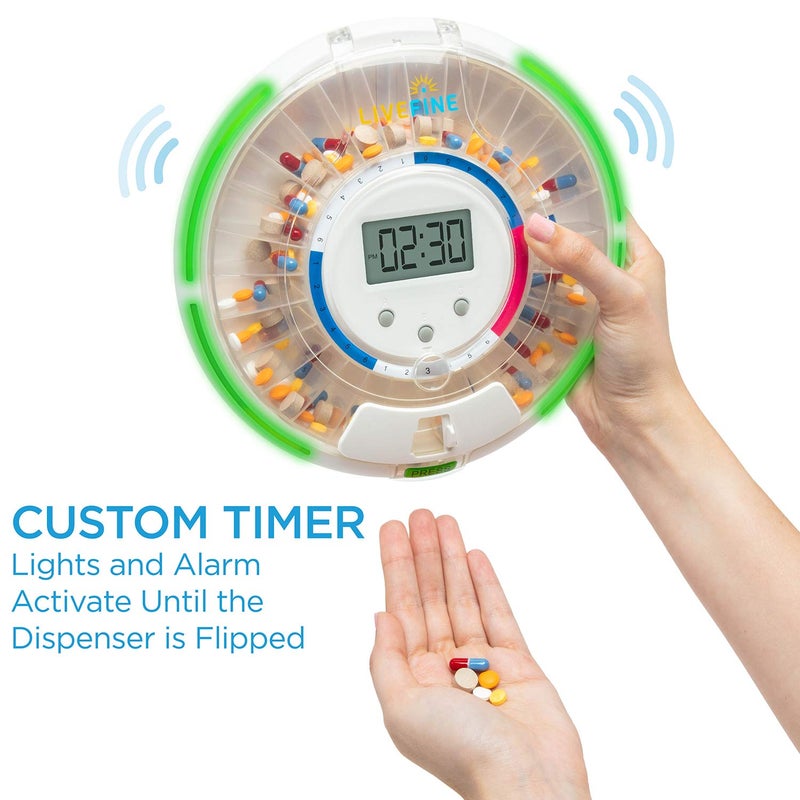 Live Fine Automatic Pill Dispenser with 28-Day Electronic Medication Organizer, 6 Dosage Templates, Easy-Read LCD Display, Sound & Light Alerts & Key for Prescriptions, Vitamins, Supplements & More - Image 4