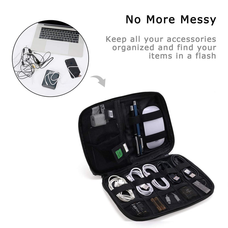 BAGSMART BAGSMART Electronics Organizer Travel Case, Small Cord Bag, Tech Organizer as Travel Accessories for Men Women, Cable Essentials for Phone, SD Card, Black  - Image 2