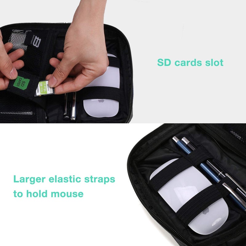 BAGSMART BAGSMART Electronics Organizer Travel Case, Small Cord Bag, Tech Organizer as Travel Accessories for Men Women, Cable Essentials for Phone, SD Card, Black  - Image 4