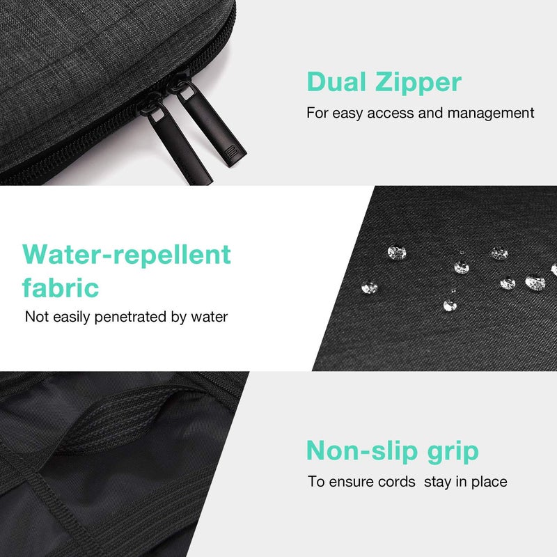 BAGSMART BAGSMART Electronics Organizer Travel Case, Small Cord Bag, Tech Organizer as Travel Accessories for Men Women, Cable Essentials for Phone, SD Card, Black  - Image 5
