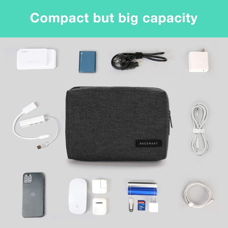BAGSMART BAGSMART Electronics Organizer Travel Case, Small Cord Bag, Tech Organizer as Travel Accessories for Men Women, Cable Essentials for Phone, SD Card, Black  - Image 3