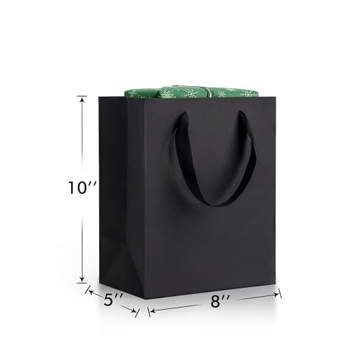 MOXARYSU Black Gift Bags With Handles: 8x5x10 Inch 6pcs Black Paper Gags Medium Bulk For Party Shopping Birthday Wedding - Image 2