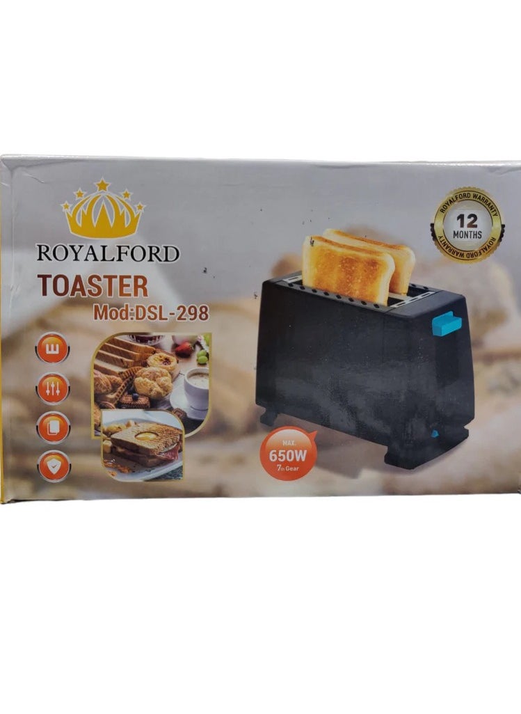 Generic Automatic 2 slices Bread Pop up Toaster Stainless steel Black  - Image 1
