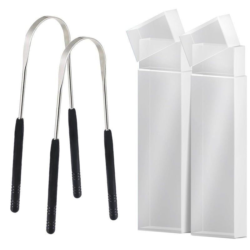 Tongue Scraper for Adults with Travel Cases (2 Pack) Reduce Bad Breath, Tongue Cleaner for Oral Care & Hygiene.