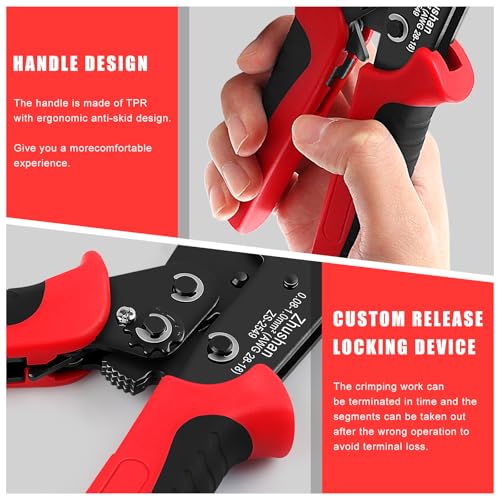 Zhushan ZS-2549 Precision Ratcheting Crimping Tool for JST, Molex, Dupont Terminals – Fits ZH 1.5mm, PH 2.0mm, XH 2.5mm, VH 3.96mm, Dupont 2.54mm, AWG 28-18 (0.08-1.0mm²) – Professional Wire Crimper - Image 4
