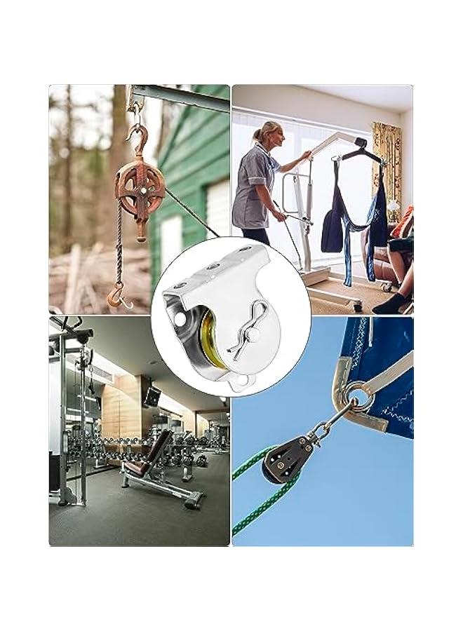 Wall Mount Pulleys, 6 Pcs 1-1/2 Ceiling Mount Single Pulley V-Groove Pulley Hardware Accessories for 3/8 Wire or Rope, Working Load 420 Lbs