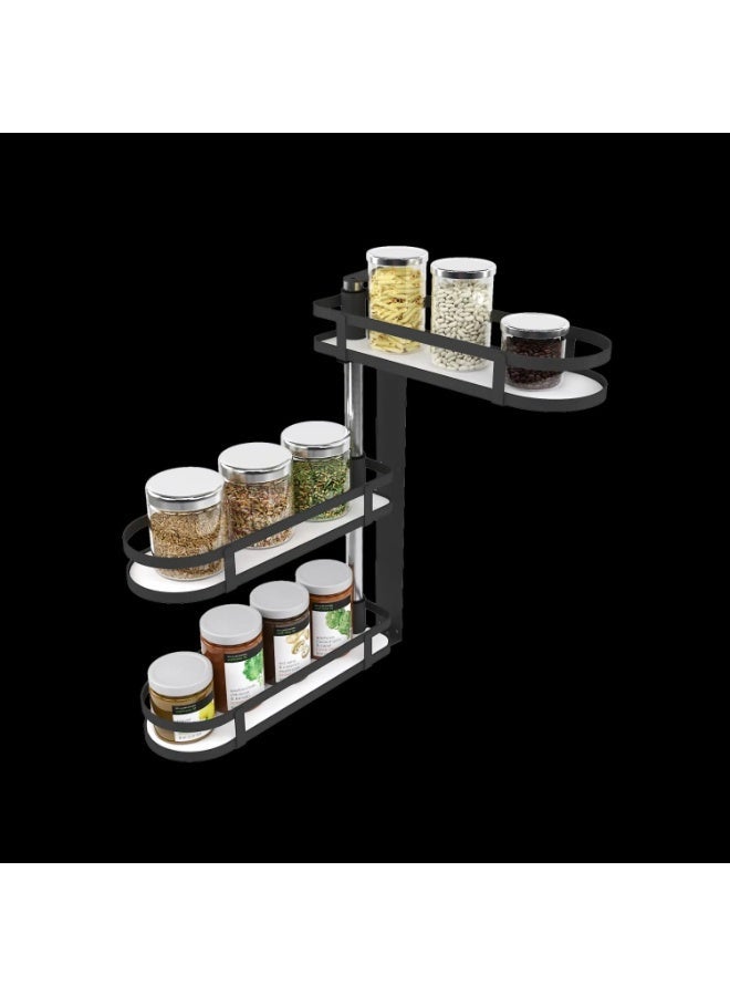 Smart Storage ⭐Premium 3-Layer Kitchen Wall-Mounted Spice Rack – Carbon Steel Kitchen Storage Organizer Shelf (Black). - Image 1