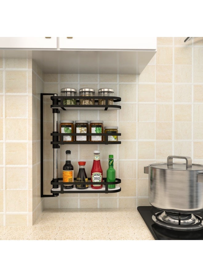 Smart Storage ⭐Premium 3-Layer Kitchen Wall-Mounted Spice Rack – Carbon Steel Kitchen Storage Organizer Shelf (Black). - Image 5