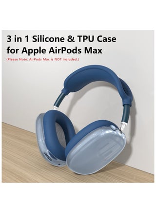 غطاء سماعة رأس من السيليكون، خاص بسماعات AirPods Max، غطاء مضاد للخدش ومقاوم للعرق، 3 في 1 غطاء وسادة أذن/غطاء غطاء غطاء الأذن/غطاء سماعة الرأس - view 2
