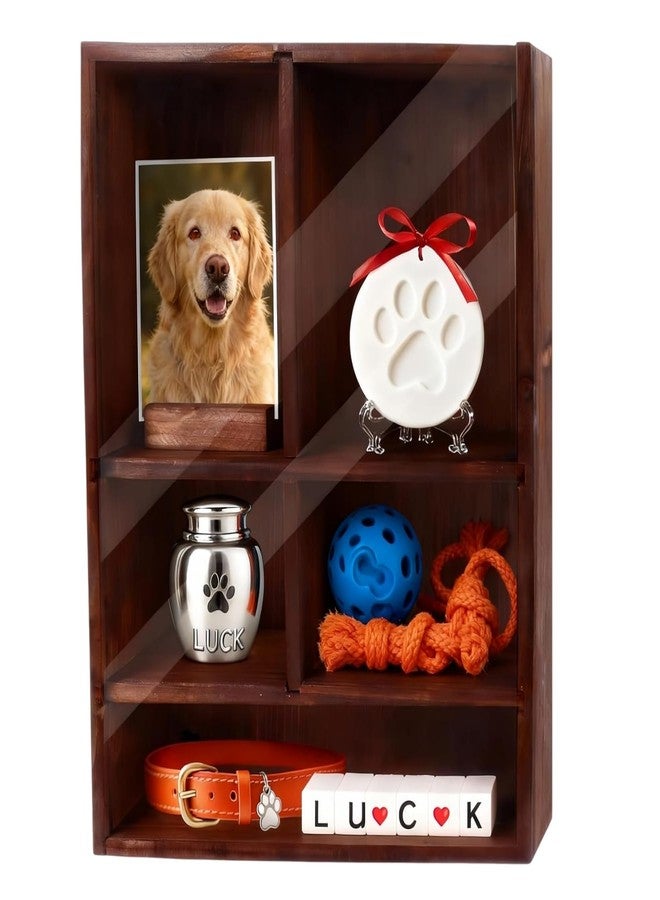 Dmnnlp Dog Memorial Shadow Box with Pen,11x4x14 Inch Pet Ashes Keepsake Wall-Mountable Display Case for Dog /Cat Loss Sympathy Gifts - Wooden - Image 1