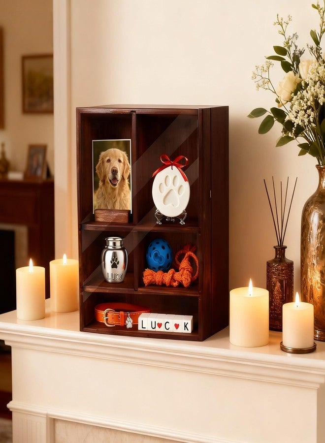 Dmnnlp Dog Memorial Shadow Box with Pen,11x4x14 Inch Pet Ashes Keepsake Wall-Mountable Display Case for Dog /Cat Loss Sympathy Gifts - Wooden - Image 4