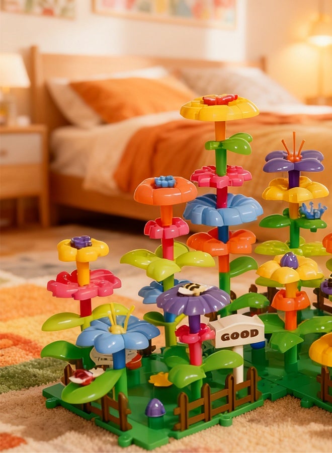 بيتوبي 112Pcs كتل DIY حديقة الزهور حديقة اللعب اللغز، تطوير التفكير المنطقي والخيال للأطفال مجموعات من الكتل، مصممة للأطفال والمراهقين والبالغين - Image 3