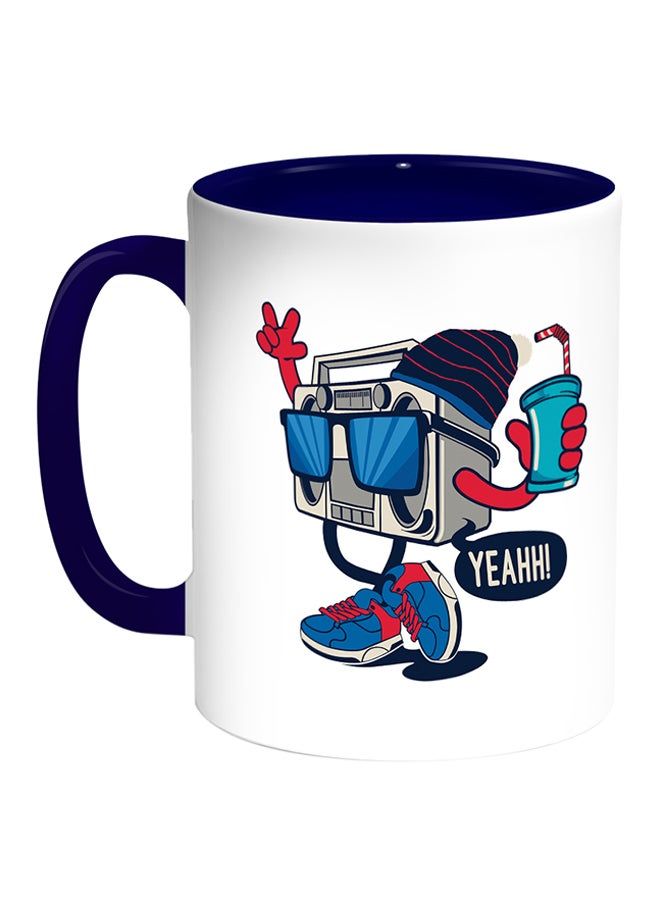 RKN Cassette Recorder Printed Coffee Mug White/Blue 11ounce - Image 1