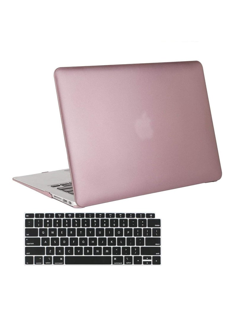Ntech Ntech MacBook Air 13 inch Plastic Hard Shell Case & Keyboard Cover Skin 2022 2021 2020 2019 2018 Release A2337 M1 A2179 A1932 Retina Display with Touch ID ( Rose Gold )  - Image 1