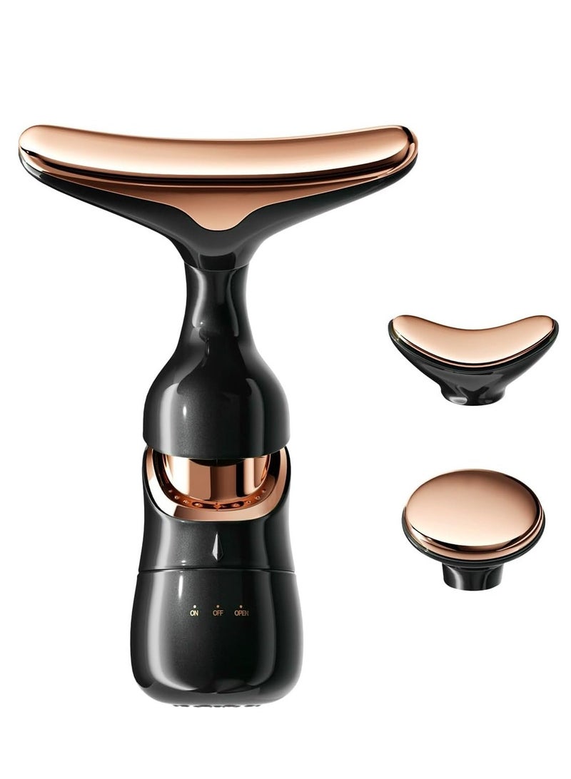 Generic Firming Wrinkle Beauty Devicer for Facial/Neck/Eye, Multifunctional Vibration Massage Instrument, 3-in-1 Facial Skincare Instrument for Skin Care for Improve,Smooth and Tightening Skin (Black) - Image 1