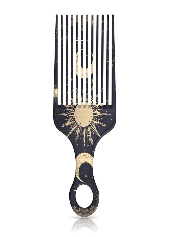 GABraden 1PC Afro Pick Comb for Natural Curly Hair,Anti-Static,Portable Styling Hair Pick for Travel,Cute Afro Comb for Women Men and Girls (T15-Stars Moon) - Image 1