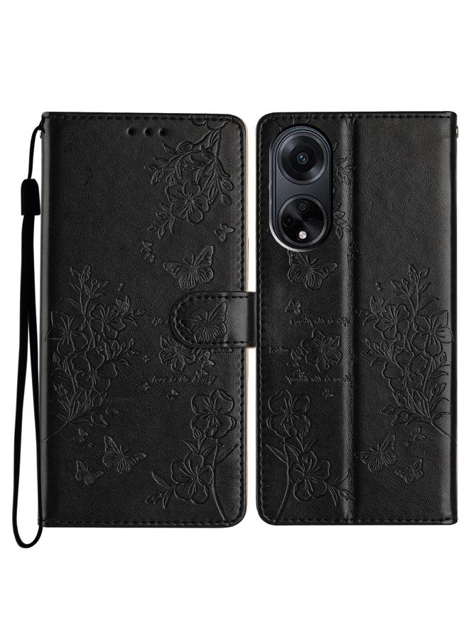 اس-توب جراب جلدي لهاتف OPPO A98 بنقشة فراشات وزهور - Image 1