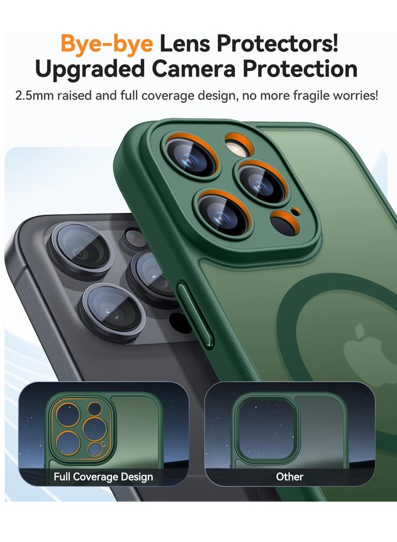 ESCASE Magnetic Cover for iPhone 13 Pro Max 6.7 Inch, MagSafe Compatible, Full Camera Protection, Translucent Matte Slim Protective Shockproof Case, Green - Image 3