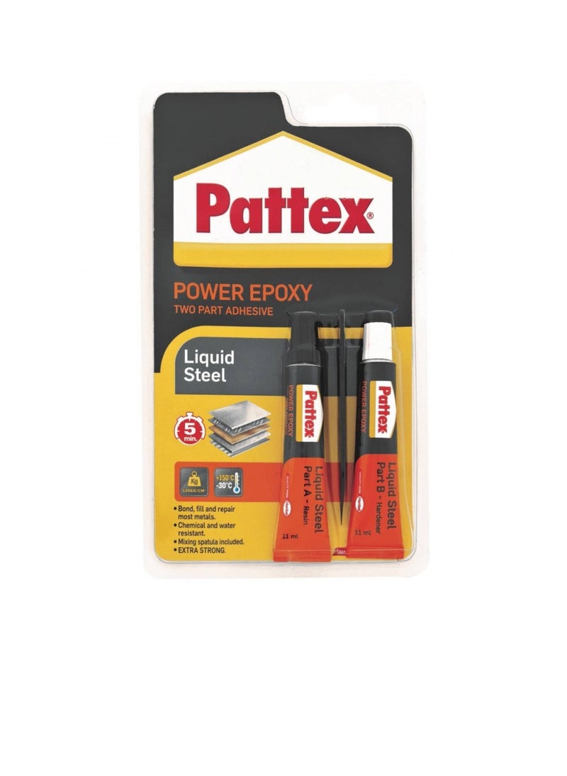 Pattex Power Epoxy Two Part Adhesive - Liquid Steel - 11ml X 2  - Image 1